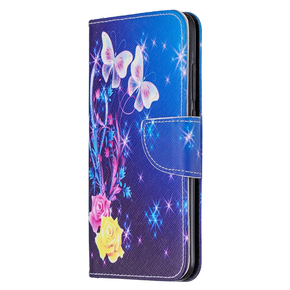 Pattern Printing Cross Texture Wallet Stand Flip Leather Case for Xiaomi Redmi Note 8 - Elegant Butterflies-2