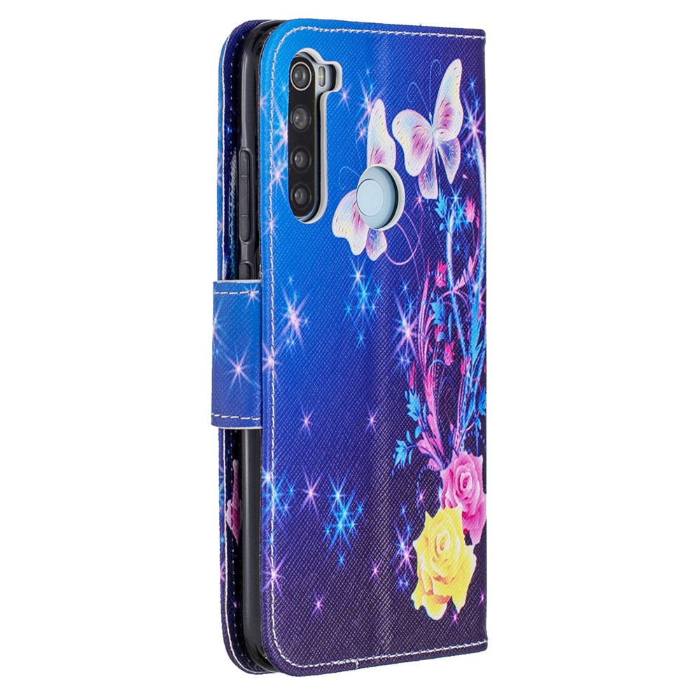 Modèle D'imprimerie de Texture Croisée Portefeuille Étui en Cuir Flip Pour Xiaomi Redmi Note 8 - Papillons Élégants-3