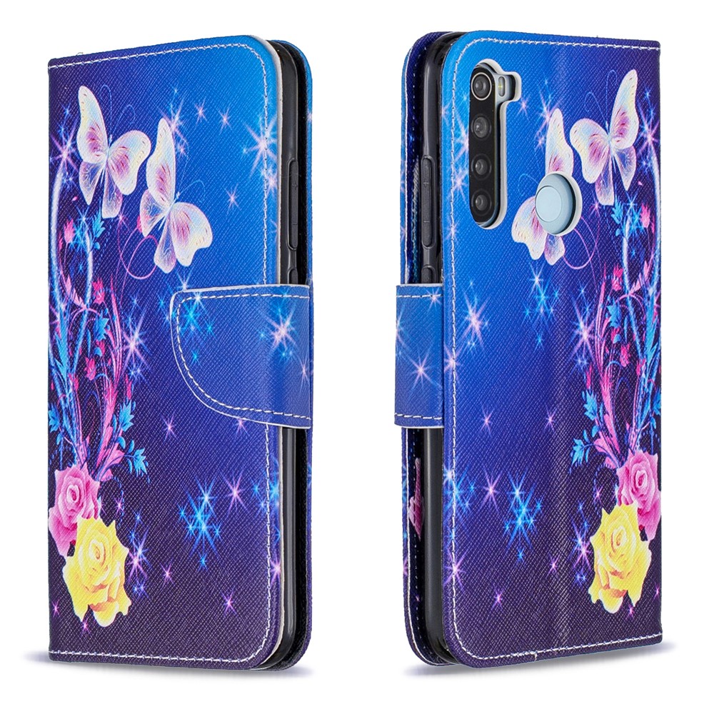 Pattern Printing Cross Texture Wallet Stand Flip Leather Case for Xiaomi Redmi Note 8 - Elegant Butterflies-4