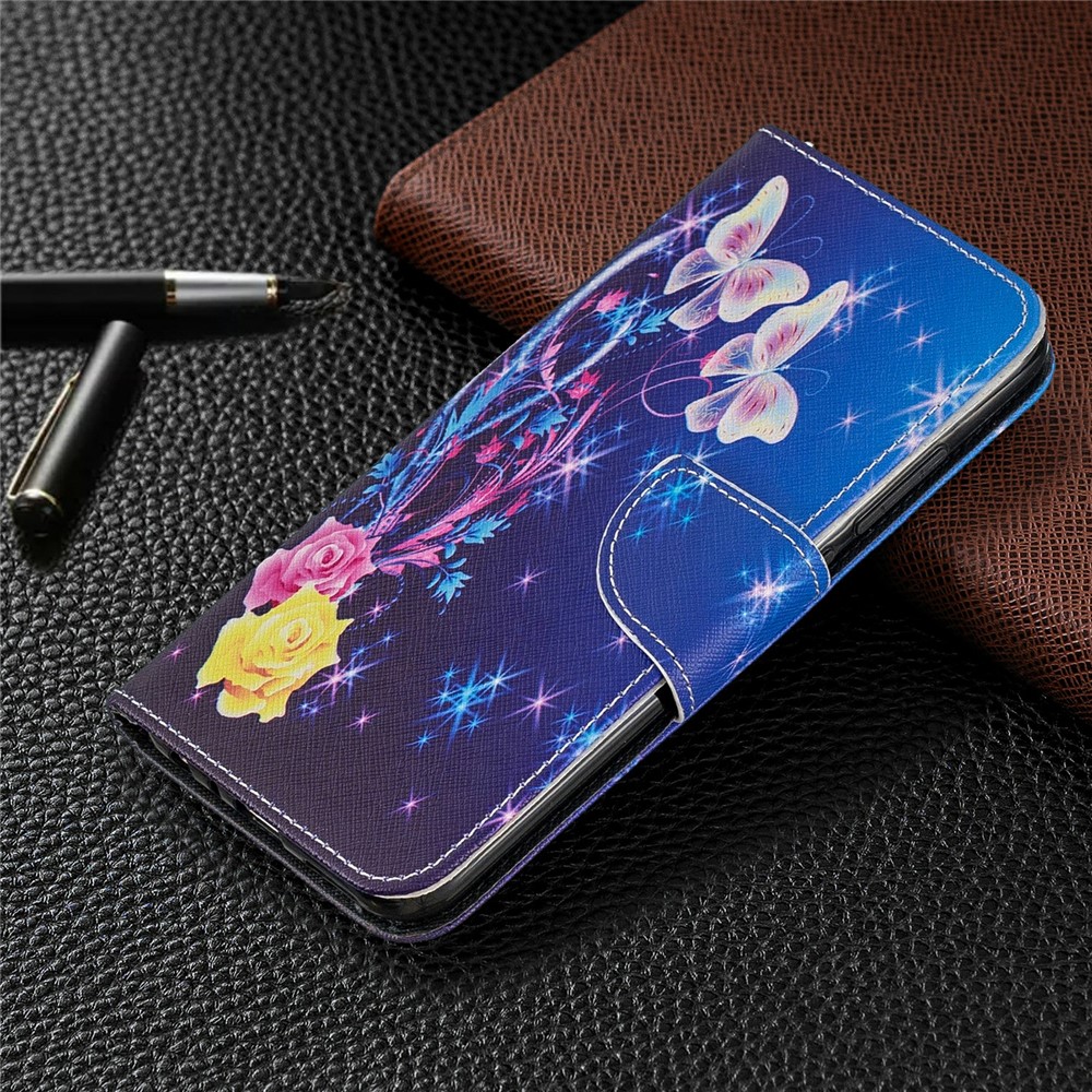 Pattern Printing Cross Texture Wallet Stand Flip Leather Case for Xiaomi Redmi Note 8 - Elegant Butterflies-7