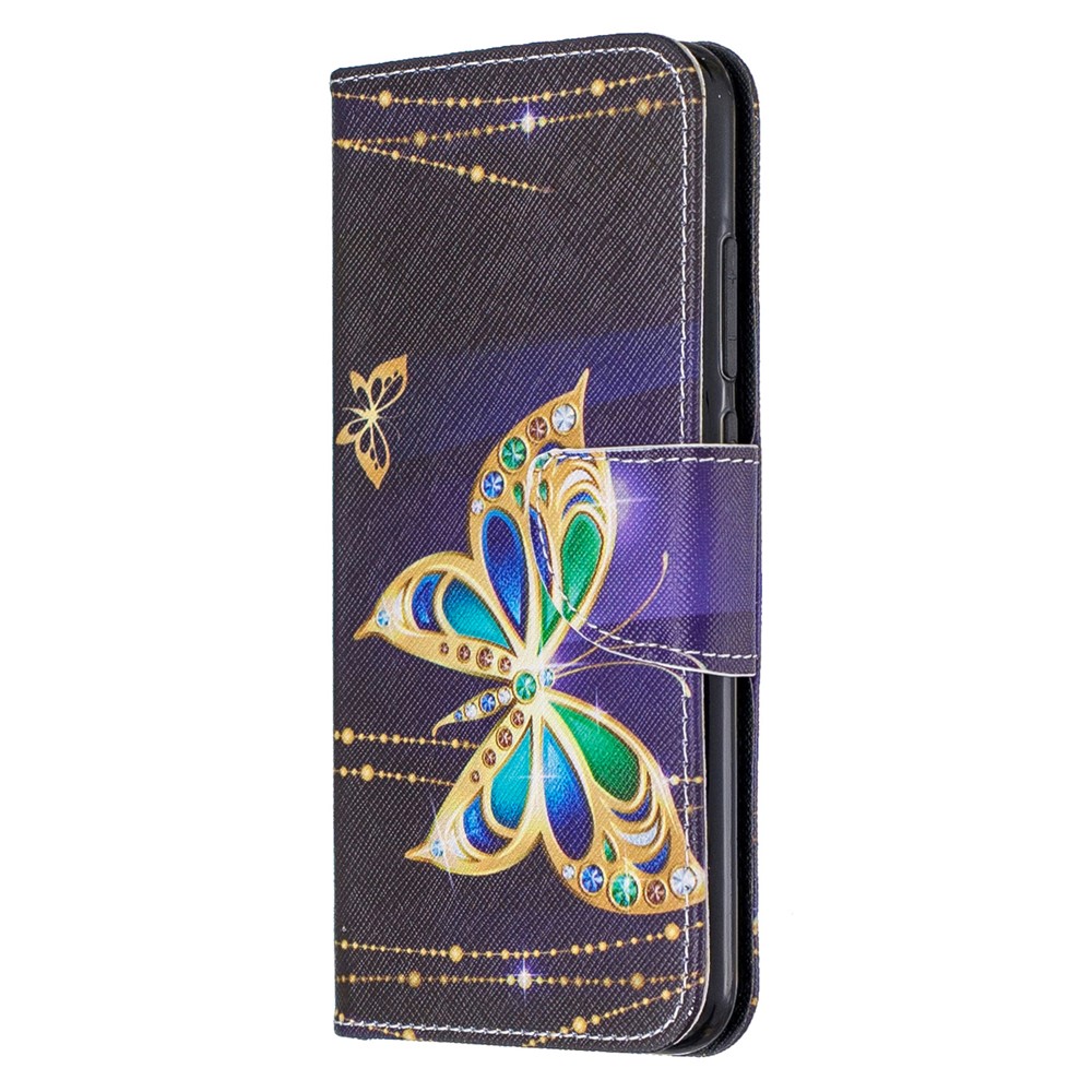 Pattern Printing Cross Texture Wallet Stand Flip Leather Case for Xiaomi Redmi Note 8 - Crystal Butterflies-2