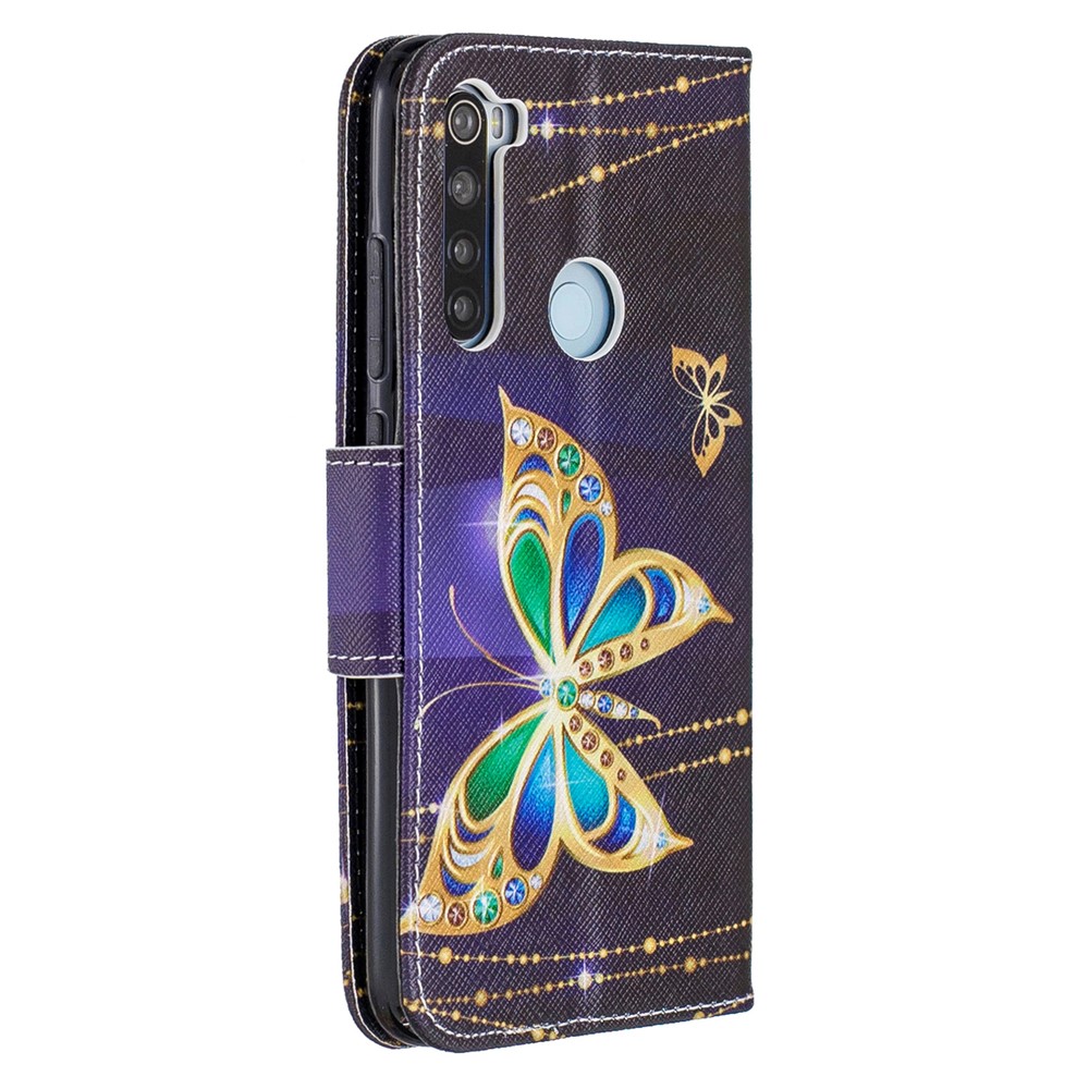 Pattern Printing Cross Texture Wallet Stand Flip Leather Case for Xiaomi Redmi Note 8 - Crystal Butterflies-3