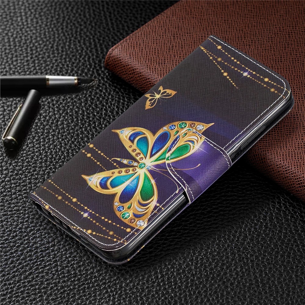 Pattern Printing Cross Texture Wallet Stand Flip Leather Case for Xiaomi Redmi Note 8 - Crystal Butterflies-7