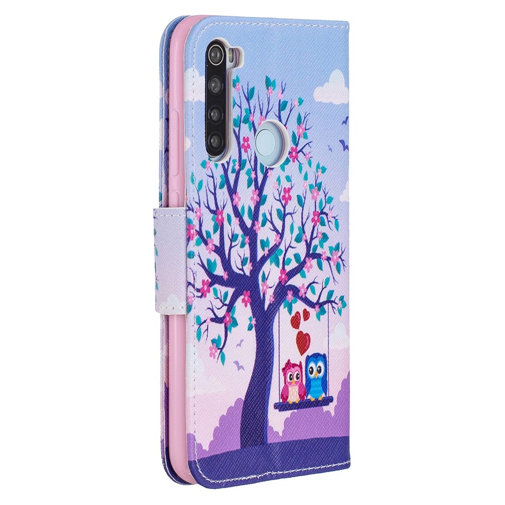 Pattern Printing Cross Texture Wallet Stand Flip Leather Case for Xiaomi Redmi Note 8 - Tree-3