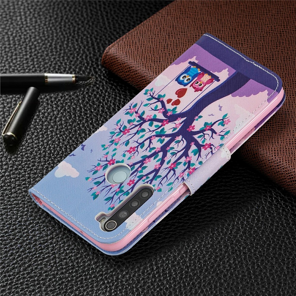 Pattern Printing Cross Texture Wallet Stand Flip Leather Case for Xiaomi Redmi Note 8 - Tree-8