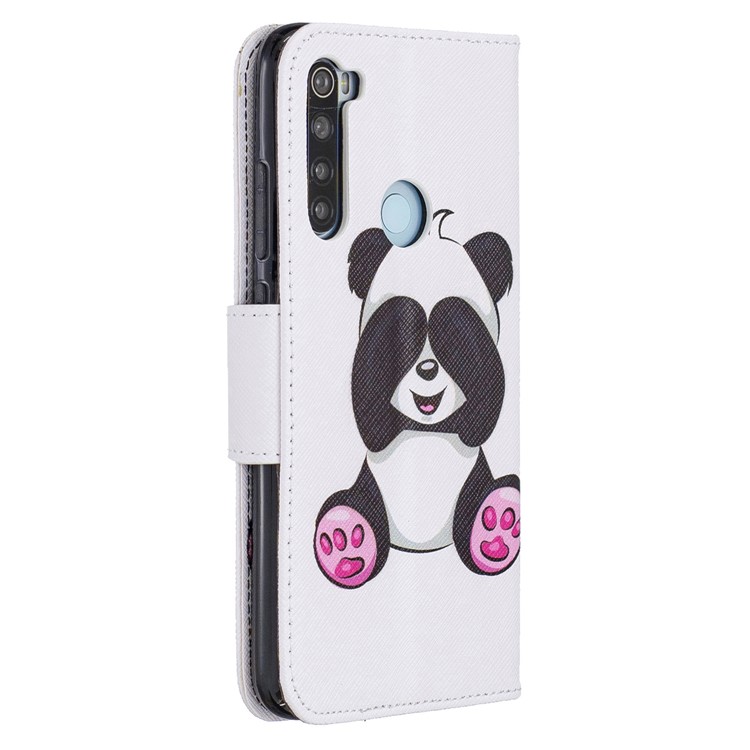 Pattern Printing Cross Texture Wallet Stand Flip Leather Case for Xiaomi Redmi Note 8 - Panda-3