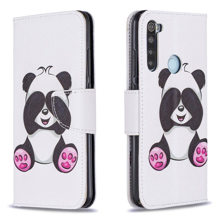 Pattern Printing Cross Texture Wallet Stand Flip Leather Case for Xiaomi Redmi Note 8 - Panda-4