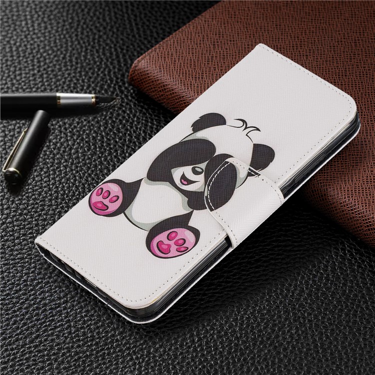 Pattern Printing Cross Texture Wallet Stand Flip Leather Case for Xiaomi Redmi Note 8 - Panda-7