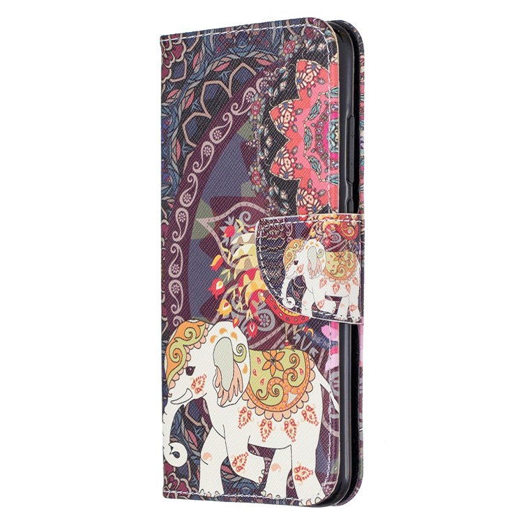 Pattern Printing Wallet Stand Flip Leather Case for Xiaomi Redmi Note 8 - Elephant and Malanda Flower-2