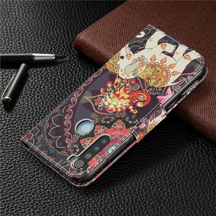 Pattern Printing Wallet Stand Flip Leather Case for Xiaomi Redmi Note 8 - Elephant and Malanda Flower-8