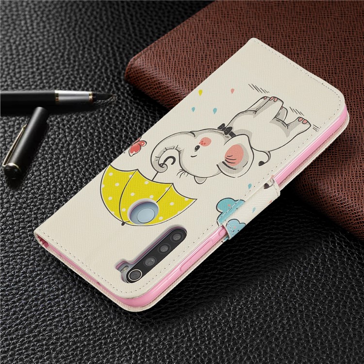 Pattern Printing Wallet Stand Flip Leather Case for Xiaomi Redmi Note 8 - Elephant-8