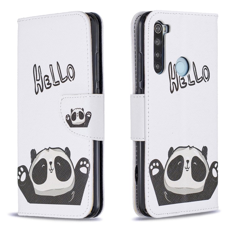 Pattern Printing Wallet Stand Flip Leather Case for Xiaomi Redmi Note 8 - Hello Panda-4