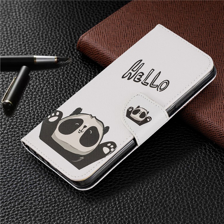 Pattern Printing Wallet Stand Flip Leather Case for Xiaomi Redmi Note 8 - Hello Panda-7