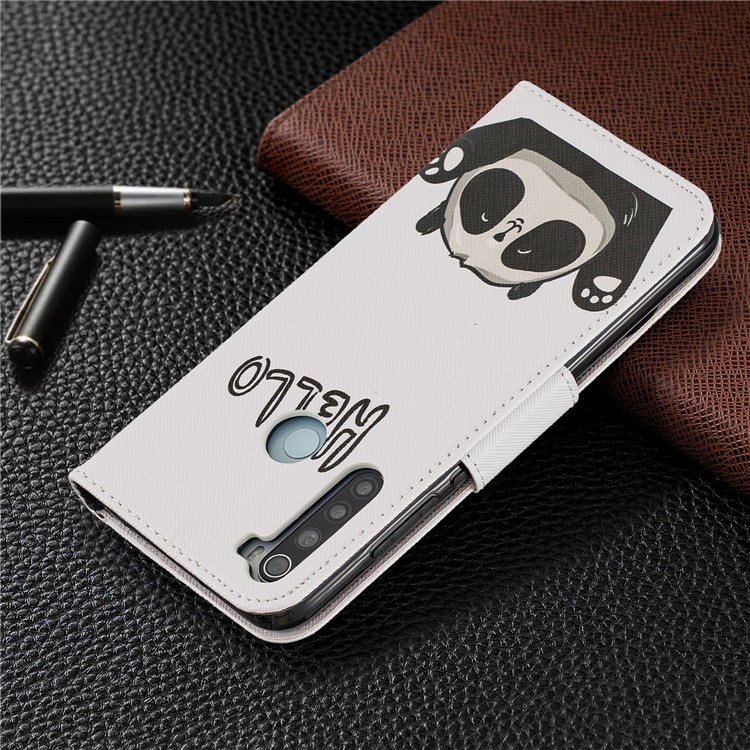 Pattern Printing Wallet Stand Flip Leather Case for Xiaomi Redmi Note 8 - Hello Panda-8