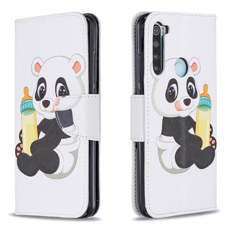 Pattern Printing Wallet Stand Flip Leather Case for Xiaomi Redmi Note 8 - Baby Panda-4