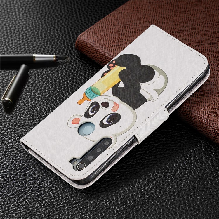 Pattern Printing Wallet Stand Flip Leather Case for Xiaomi Redmi Note 8 - Baby Panda-8