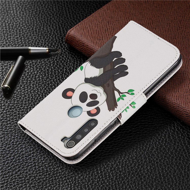 Pattern Printing Wallet Stand Flip Leather Case for Xiaomi Redmi Note 8 - Panda on Tree-8