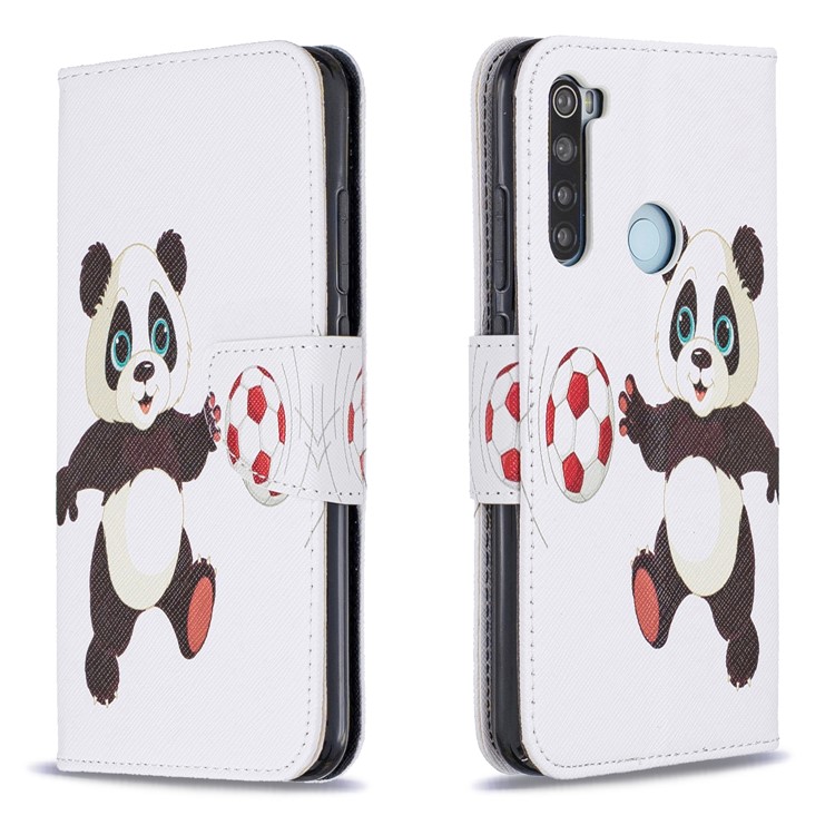 Pattern Printing Wallet Stand Flip Leather Case for Xiaomi Redmi Note 8 - Football Panda-4