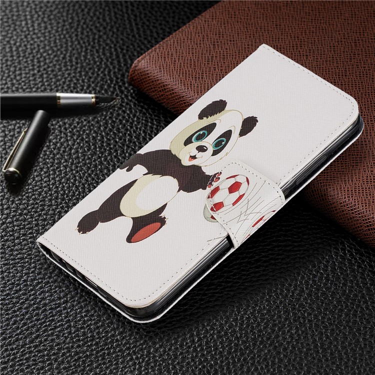 Pattern Printing Wallet Stand Flip Leather Case for Xiaomi Redmi Note 8 - Football Panda-7