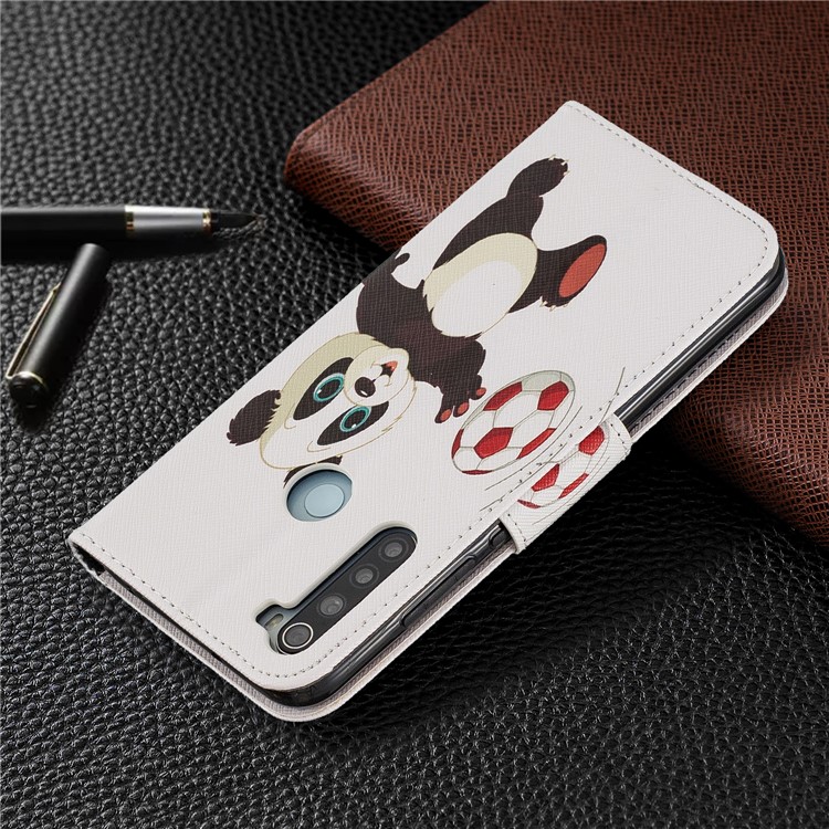 Pattern Printing Wallet Stand Flip Leather Case for Xiaomi Redmi Note 8 - Football Panda-8