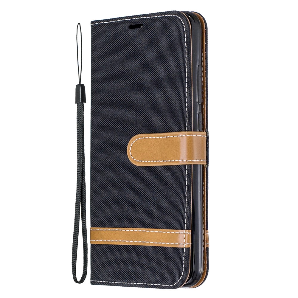 Assorted Color Jeans Cloth Leather Wallet Shell for Xiaomi Redmi Note 8 - Black-2