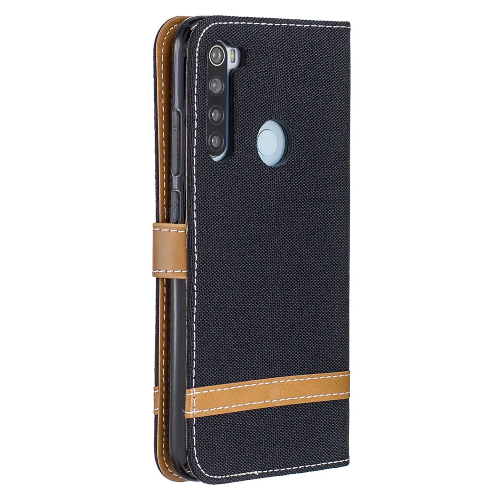 Assorted Color Jeans Cloth Leather Wallet Shell for Xiaomi Redmi Note 8 - Black-3