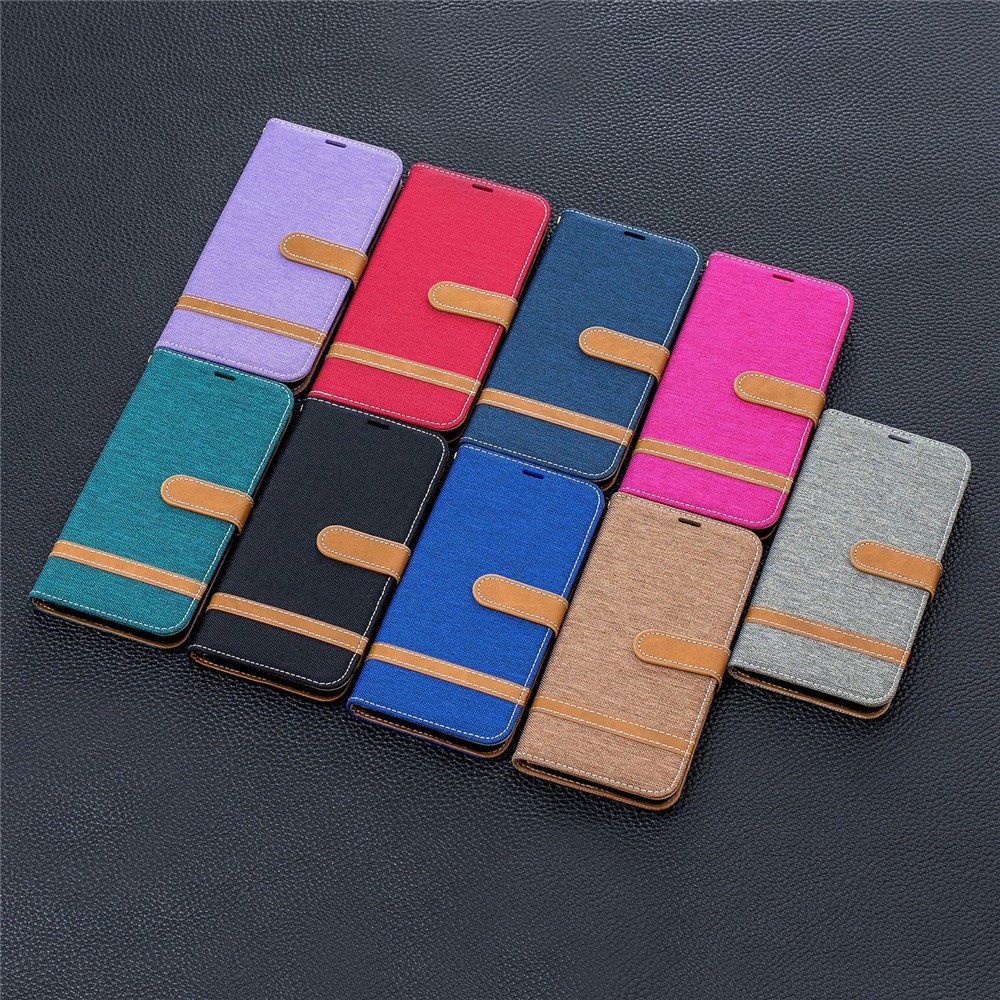 Assorted Color Jeans Cloth Leather Wallet Shell for Xiaomi Redmi Note 8 - Black-9