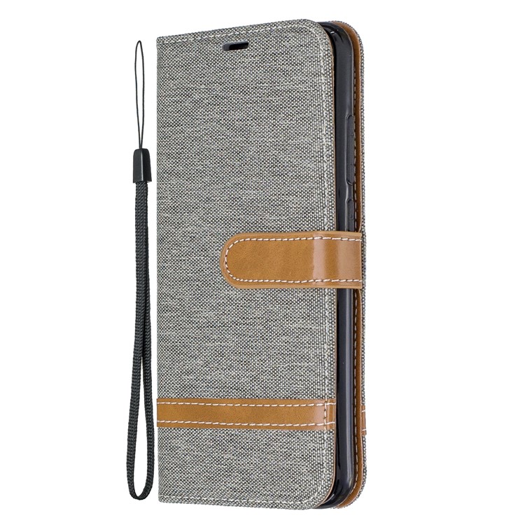 Assorted Color Jeans Cloth Leather Wallet Shell for Xiaomi Redmi Note 8 - Grey-2