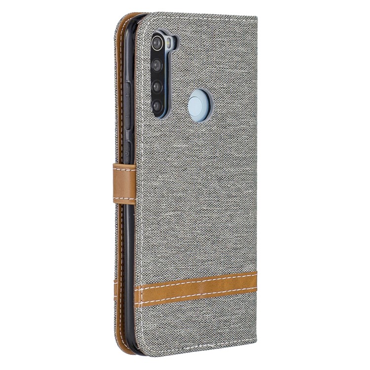 Assorted Color Jeans Cloth Leather Wallet Shell for Xiaomi Redmi Note 8 - Grey-3