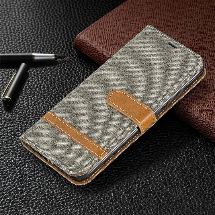 Assorted Color Jeans Cloth Leather Wallet Shell for Xiaomi Redmi Note 8 - Grey-7