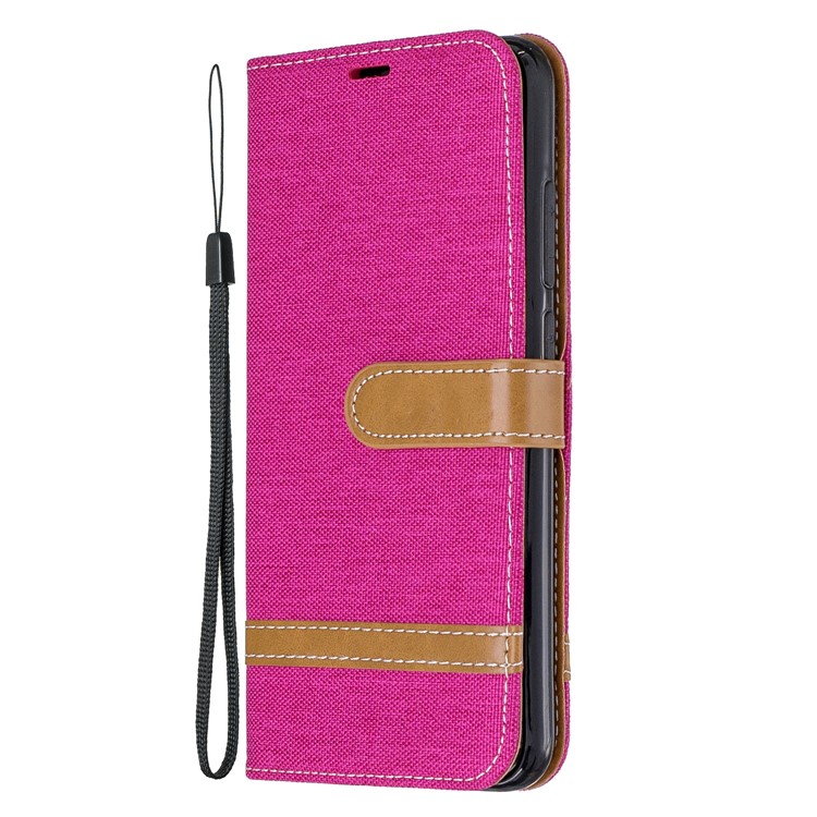 Assorted Color Jeans Cloth Leather Wallet Shell for Xiaomi Redmi Note 8 - Rose-2