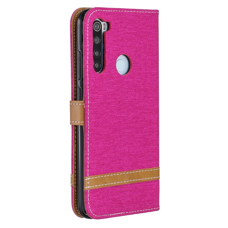 Assorted Color Jeans Cloth Leather Wallet Shell for Xiaomi Redmi Note 8 - Rose-3