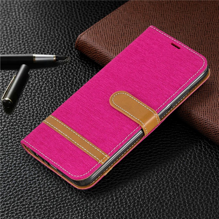 Assorted Color Jeans Cloth Leather Wallet Shell for Xiaomi Redmi Note 8 - Rose-7