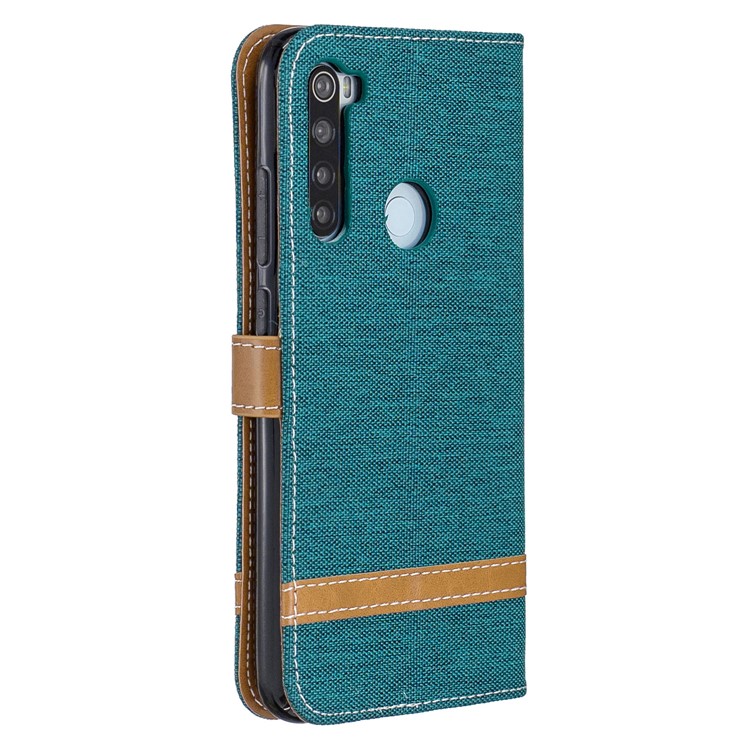 Assorted Color Jeans Cloth Leather Wallet Shell for Xiaomi Redmi Note 8 - Green-3