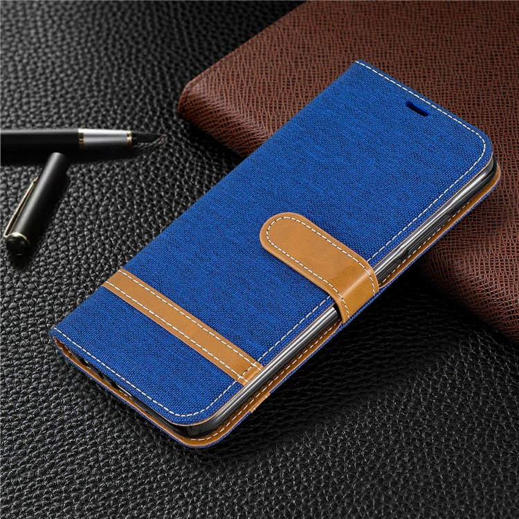 Assorted Color Jeans Cloth Leather Wallet Shell for Xiaomi Redmi Note 8 - Baby Blue-7