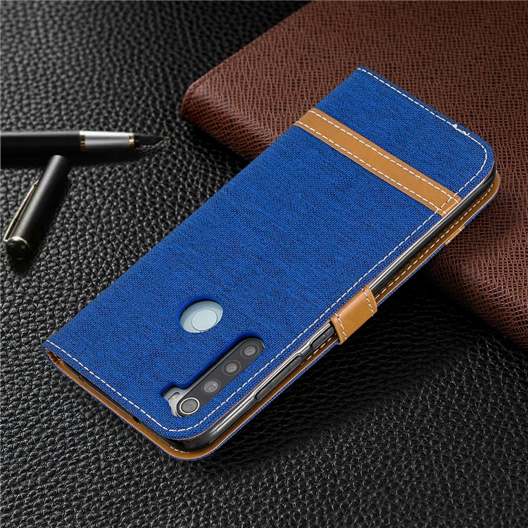 Assorted Color Jeans Cloth Leather Wallet Shell for Xiaomi Redmi Note 8 - Baby Blue-8