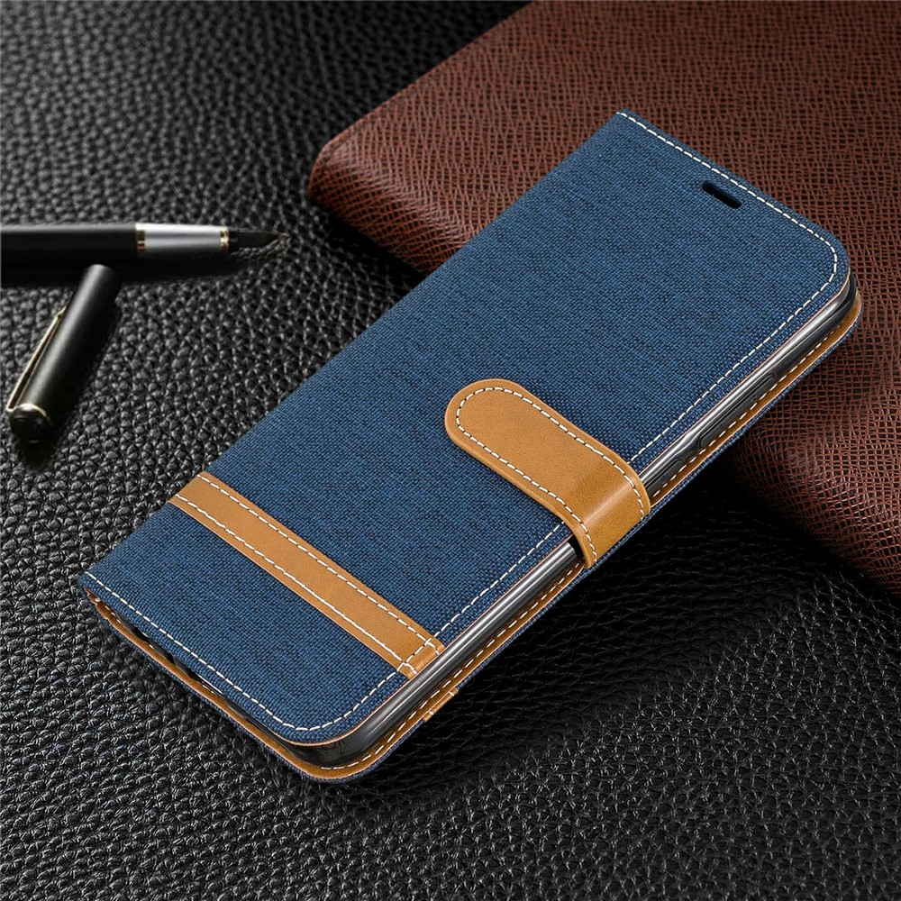 Assorted Color Jeans Cloth Leather Wallet Shell for Xiaomi Redmi Note 8 - Dark Blue-7