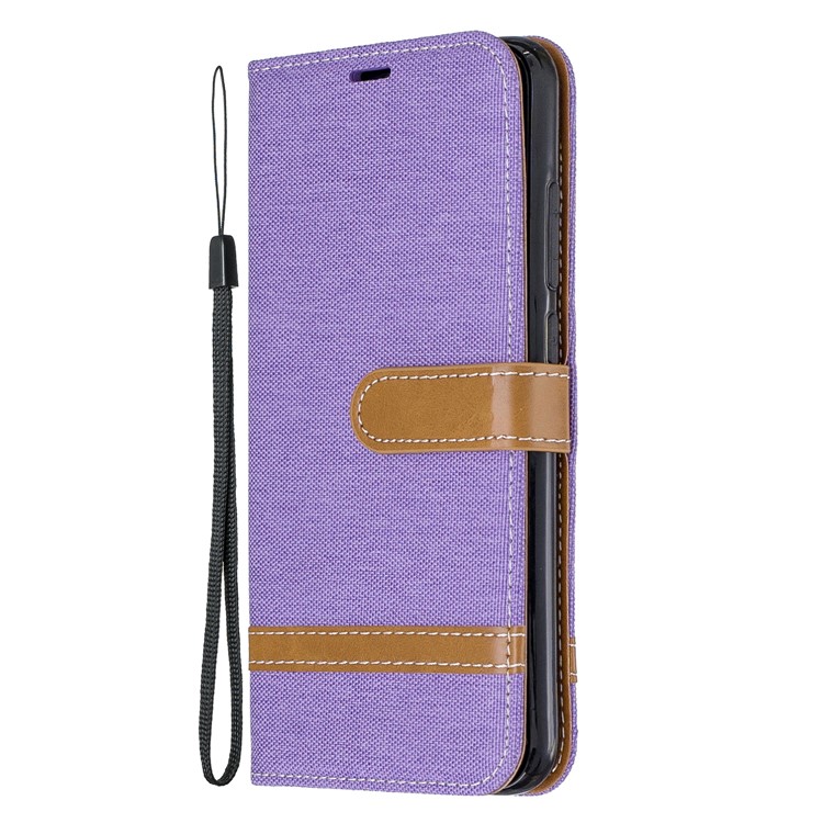Assorted Color Jeans Cloth Leather Wallet Shell for Xiaomi Redmi Note 8 - Purple-2