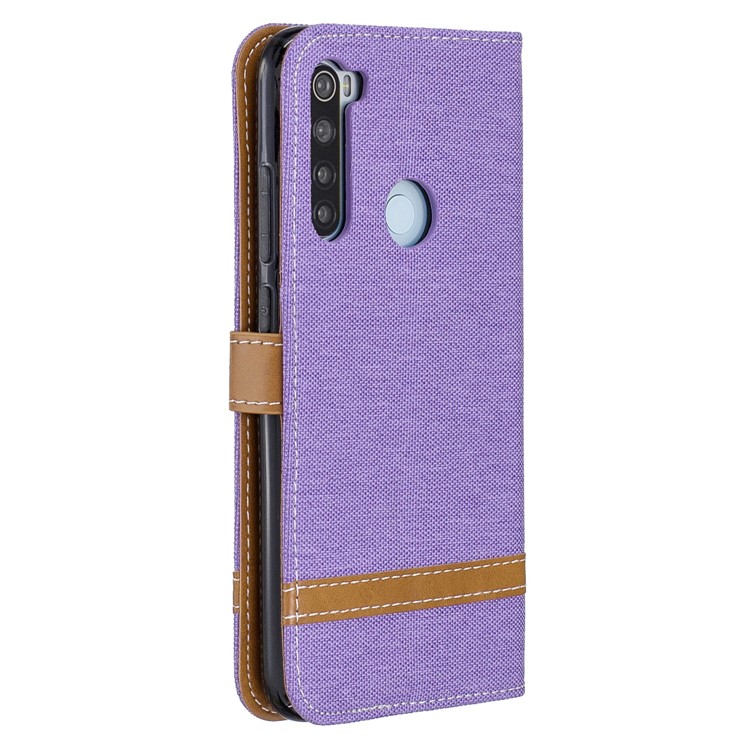 Assorted Color Jeans Cloth Leather Wallet Shell for Xiaomi Redmi Note 8 - Purple-3