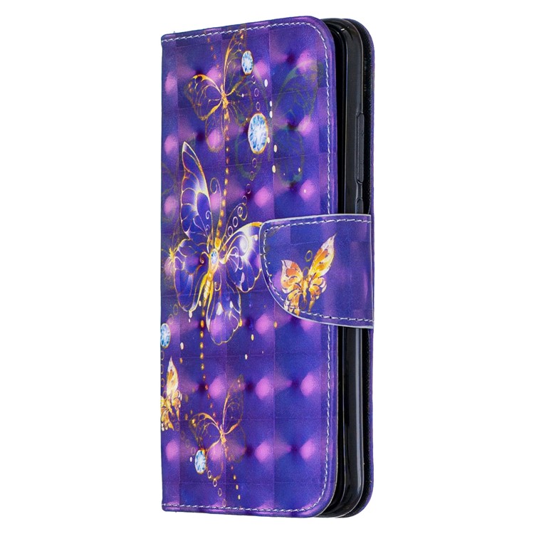 Light Spot Decor Pattern Printing Wallet Leather Phone Cover with Strap for Xiaomi Redmi Note 8 - Crystal Butterflies-2
