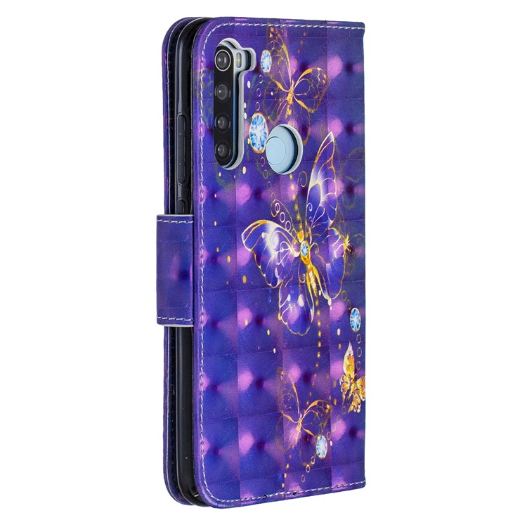 Light Spot Decor Pattern Printing Wallet Leather Phone Cover with Strap for Xiaomi Redmi Note 8 - Crystal Butterflies-3