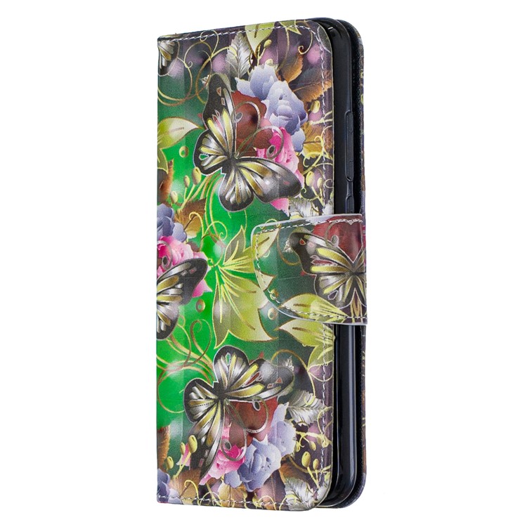 Light Spot Decor Pattern Printing Wallet Leather Phone Cover with Strap for Xiaomi Redmi Note 8 - Black Butterflies-2