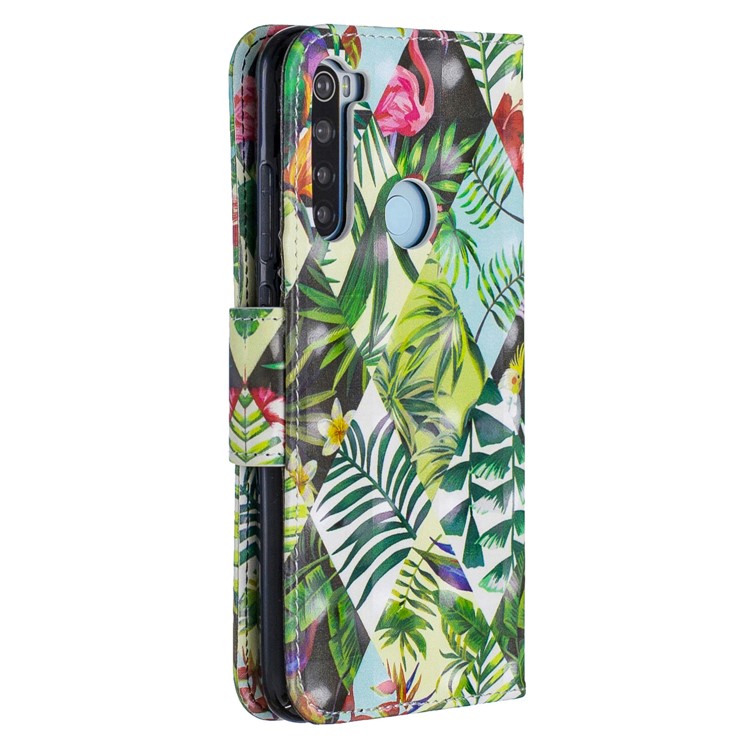 Light Spot Decor Pattern Printing Wallet Leather Phone Cover with Strap for Xiaomi Redmi Note 8 - Plants-3