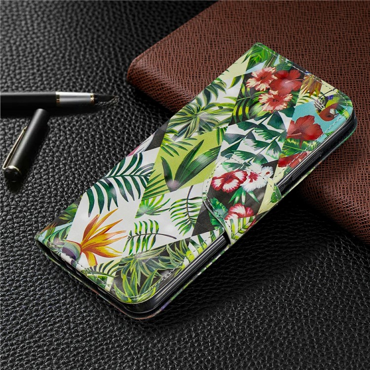 Light Spot Decor Pattern Printing Wallet Leather Phone Cover with Strap for Xiaomi Redmi Note 8 - Plants-7