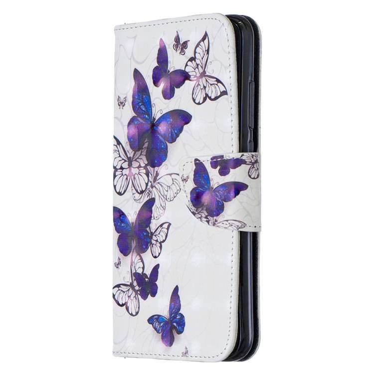Light Spot Decor Pattern Printing Wallet Leather Phone Cover with Strap for Xiaomi Redmi Note 8 - Purple Butteflies-2