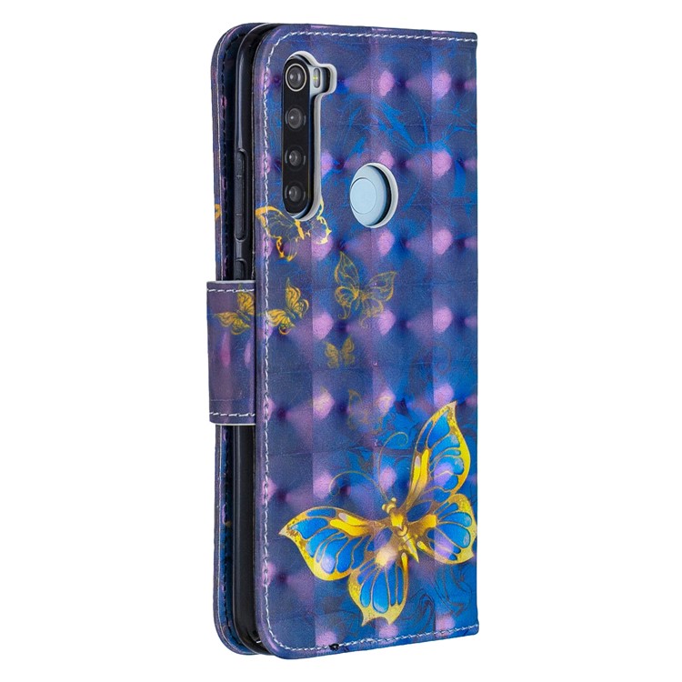 Light Spot Decor Pattern Printing Wallet Leather Phone Cover with Strap for Xiaomi Redmi Note 8 - Blue Butterflies-3