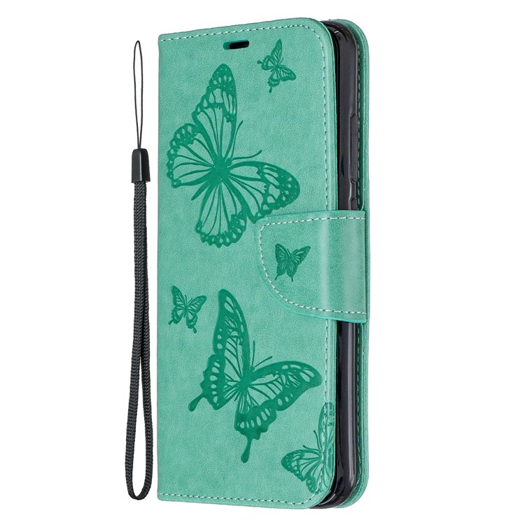 Imprint Butterfly Stand Leather Wallet Case for Xiaomi Redmi Note 8 - Green-2