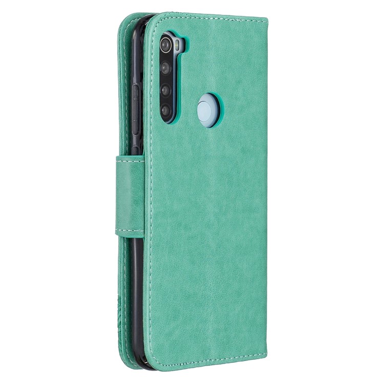 Imprint Butterfly Stand Leather Wallet Case for Xiaomi Redmi Note 8 - Green-3