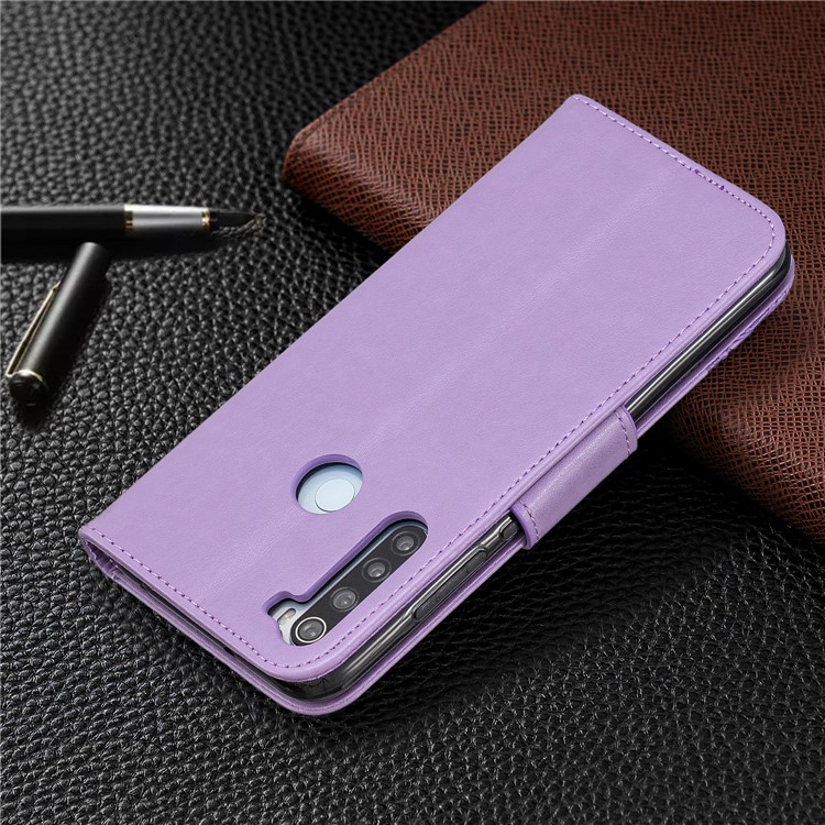 Imprint Butterfly Stand Leather Wallet Case for Xiaomi Redmi Note 8 - Purple-9