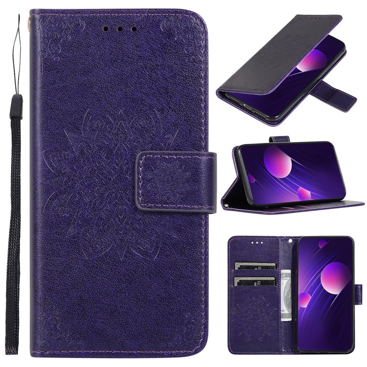 Imprint Kaleidoscope Leather Stand Wallet Shell with Lanyard for Xiaomi Redmi K20/Redmi K20 Pro/Mi 9T/Mi 9T Pro - Purple-1